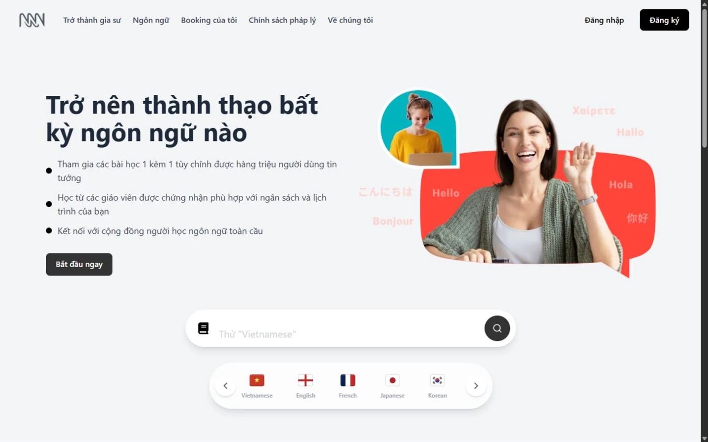 NgoaiNguNgay desktop landing page