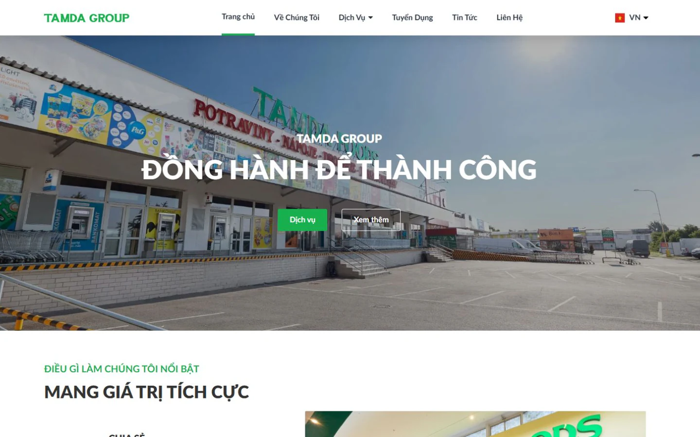Tamda Group corporate desktop homepage